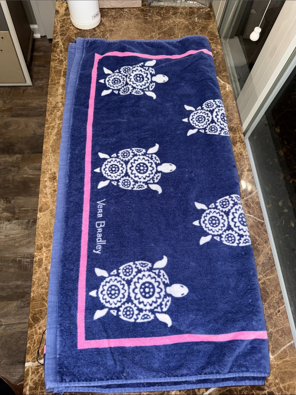 Vera Bradley Navy Blue and Pink Turtle Beach Towel